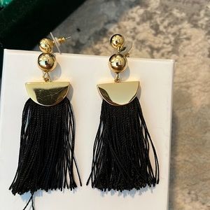 J Crew black and gold fringe earrings